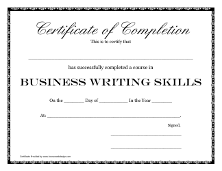 Document preview: Business Writing Skills Course Completion Certificate Template