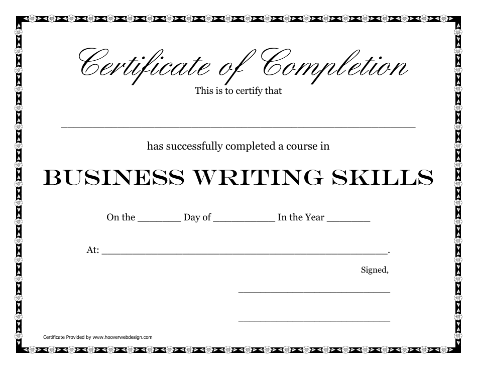 Business Writing Skills Course Completion Certificate Template, Page 1