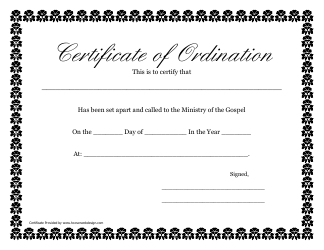 Document preview: Ordination Certificate Template - Call to the Ministry of the Gospel