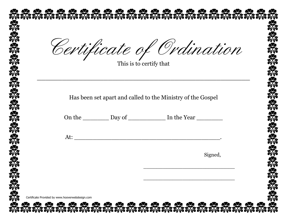 Ordination Certificate Template - An Elegant Design for Document Recognition
