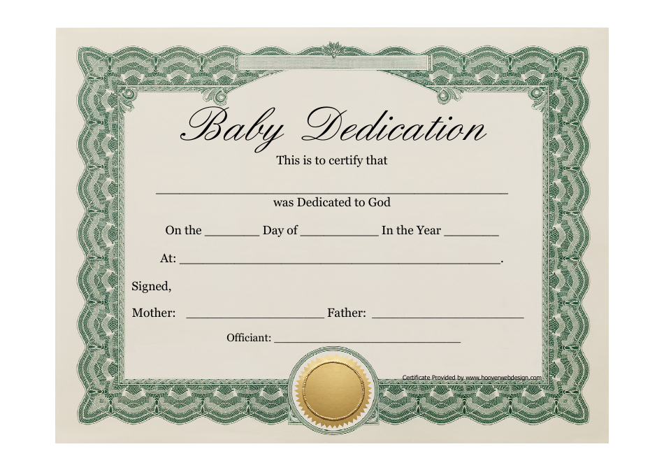 Baby Dedication Certificate Template Download Printable PDF