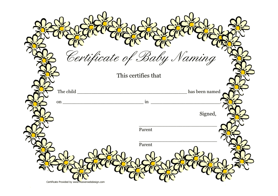 Certificate Of Baby Naming Template Download Printable PDF Templateroller