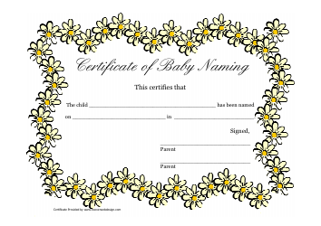 &quot;Certificate of Baby Naming Template&quot;