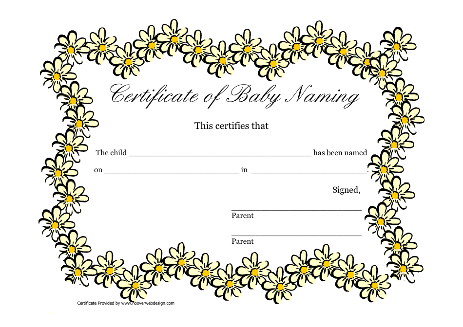 Certificate of Baby Naming Template Preview