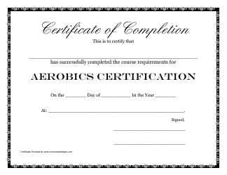 &quot;Aerobics Certification Course Completion Certificate Template&quot;
