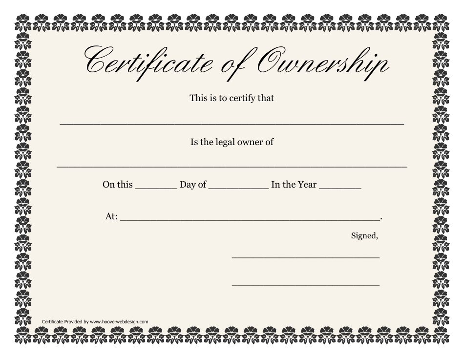 Certificate of Ownership Template - Black image preview