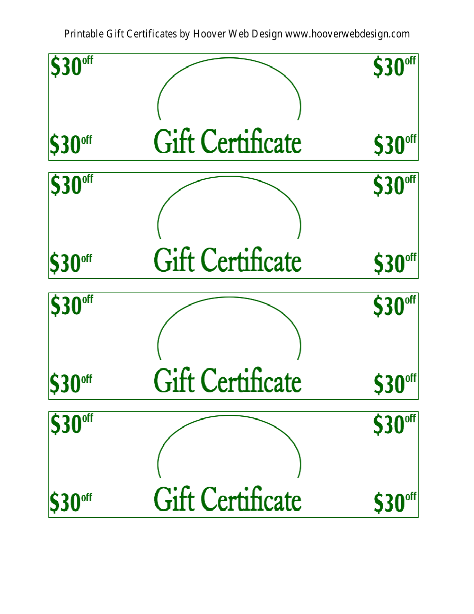 Gift Certificate Templates - Get $30 Off