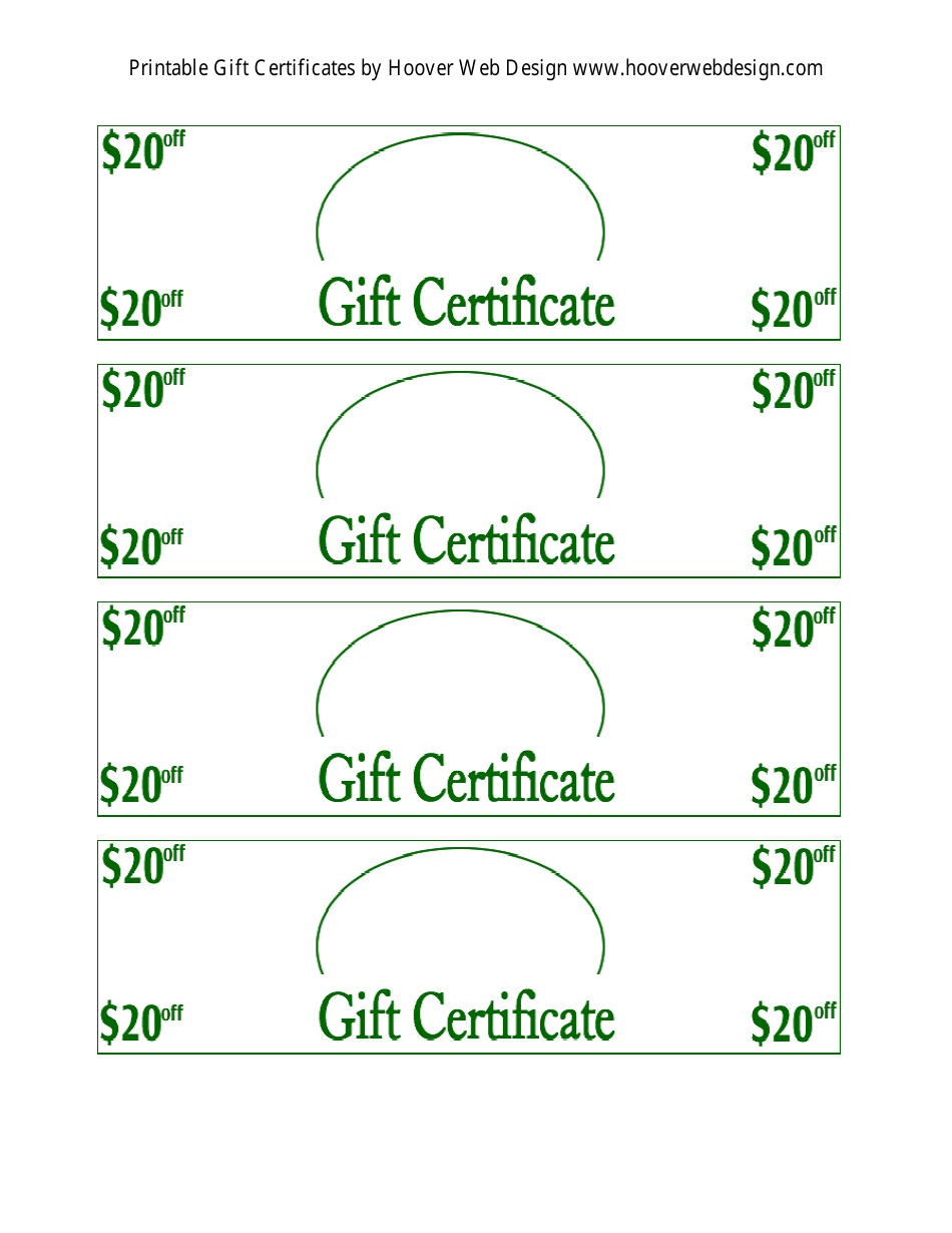 $20 off Gift Certificate Templates - Save on your purchase with our discounted gift certificate templates.