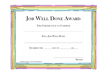 Document preview: Job Well Done Award Certificate Template