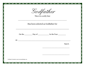 Document preview: Godfather Certificate Template - White