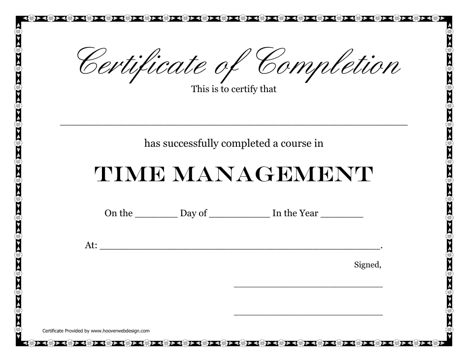 Time Management Course Completion Certificate Template Image Preview