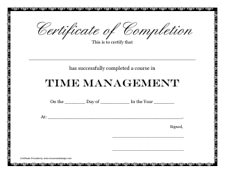Document preview: Time Management Course Completion Certificate Template