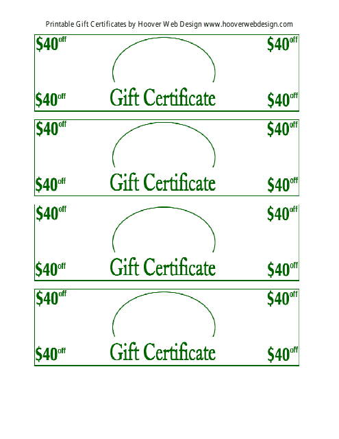 $40 off Gift Certificate Templates