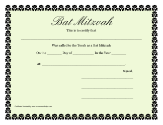 Document preview: Bat Mitzvah Certificate Template