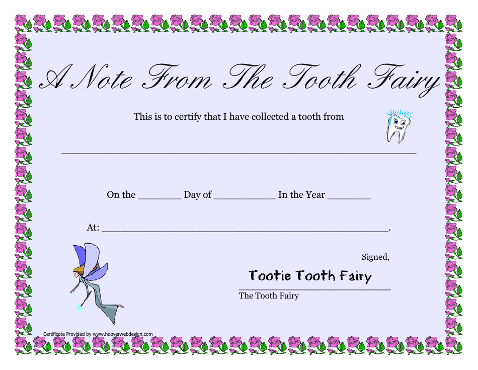 Tooth Fairy Certificate Template | Celestial Design with Collected Tooth