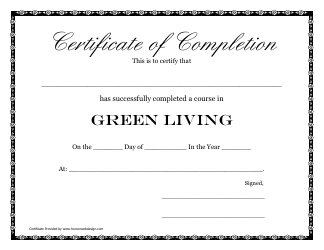 Document preview: Green Living Course Completion Certificate Template