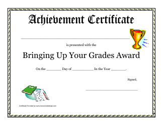 Document preview: Brining up Your Grades Award Certificate Template
