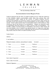 Document preview: Accommodation Letter Request Form - Lehman College