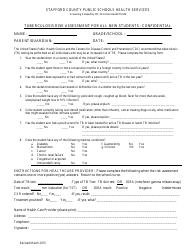 Tuberculosis Risk Assessment Form - Stafford County Public Schools Health Services