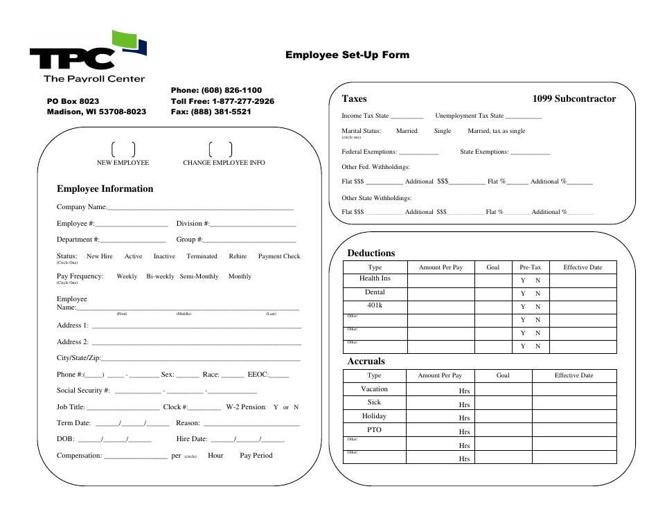 Employee SetUp Form the Pavroll Center Fill Out, Sign Online and Download PDF Templateroller