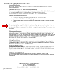 Veterans Cemetery Interment Application Form - Washington, Page 2