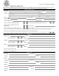 Document preview: Employment Application Form - City of Robertsdale, Alabama