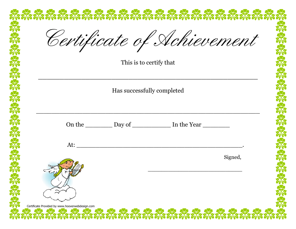 Certificate of Achievement Template with Angel Motif