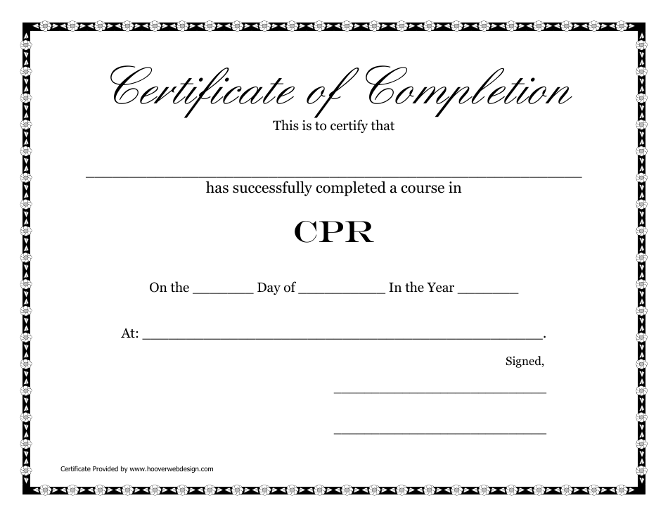 CPR certificate template design with certification seal and completed text placeholder