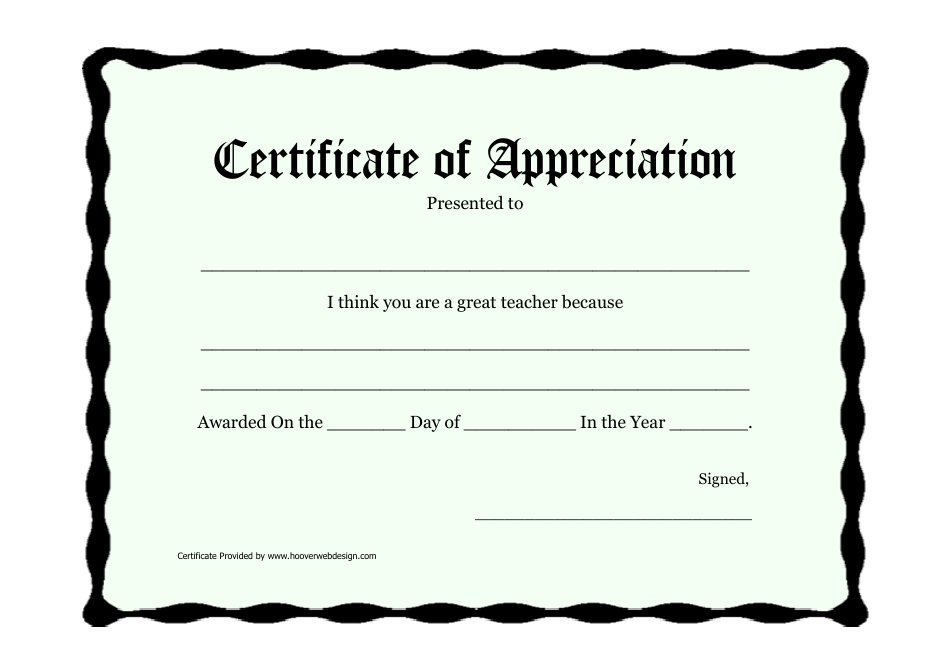 Certificate of Appreciation Template - Great Teacher, Page 1