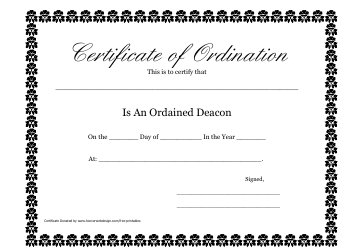 Deacon Certificate of Ordination Template Download Printable PDF