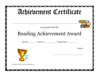 Document preview: Reading Achievement Award Certificate Template