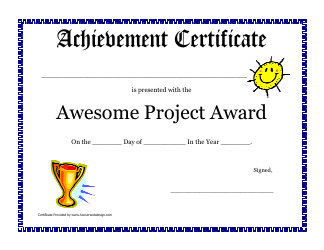 Document preview: Awesome Project Award Certificate Template