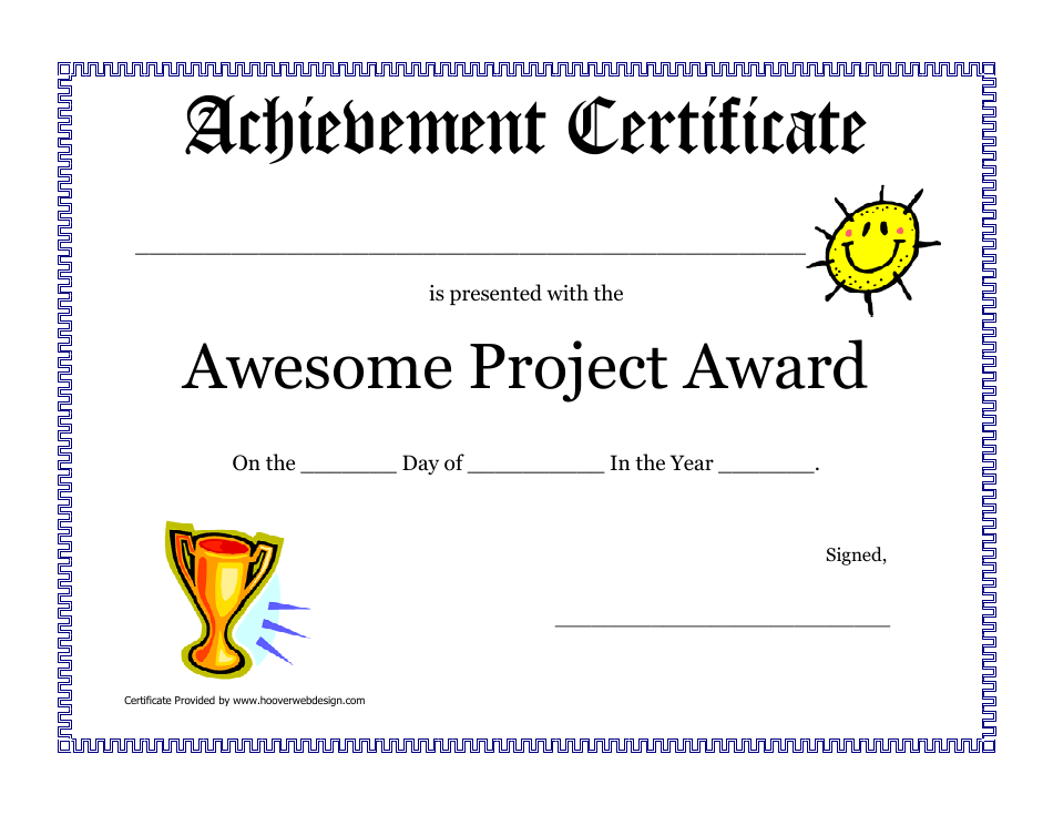 Awesome Project Award Certificate Template, Page 1