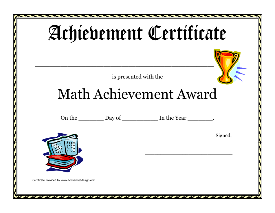 Math Achievement Award Certificate Template