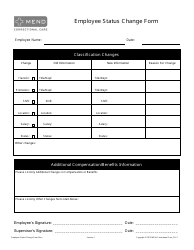 Document preview: Employee Status Change Form - Mend Correctional Care