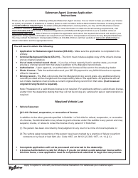 Document preview: Form CS-043 Application for Salesman's License - Maryland