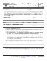 Document preview: Form DS-18 Request for Reasonable Accommodations - City of San Diego, California