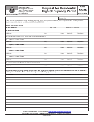 Form DS-20 &quot;Request for Residential High Occupancy Permit&quot; - City of San Diego, California