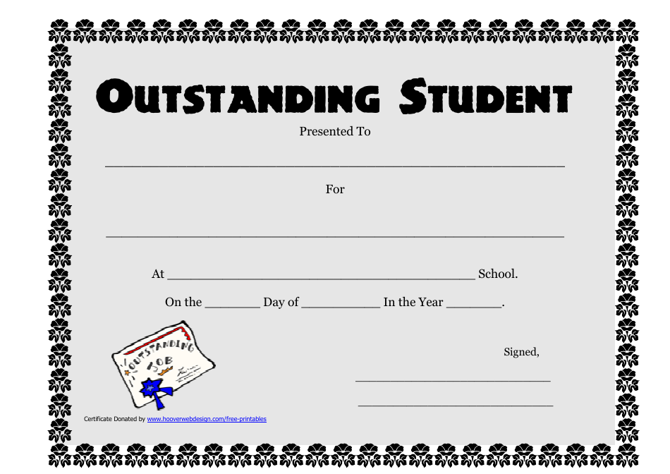 Outstanding Student Award Certificate Template Download Printable PDF 