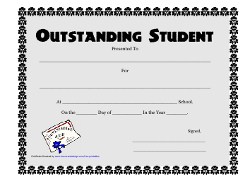 Outstanding Student Award Certificate Template Download Printable PDF