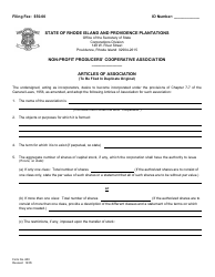 Form 600 Articles of Association of a Non-profit Producers Cooperative - Rhode Island