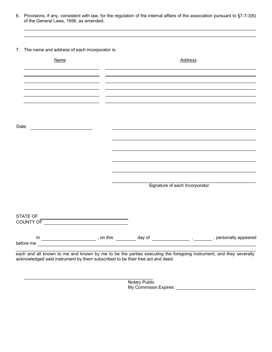 Form 600 Articles of Association of a Non-profit Producers Cooperative - Rhode Island, Page 2