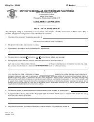 Form 601 Articles of Association of a Consumers Cooperative - Rhode Island