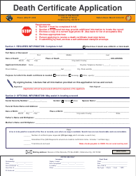 Death Certificate Application Form - Oklahoma
