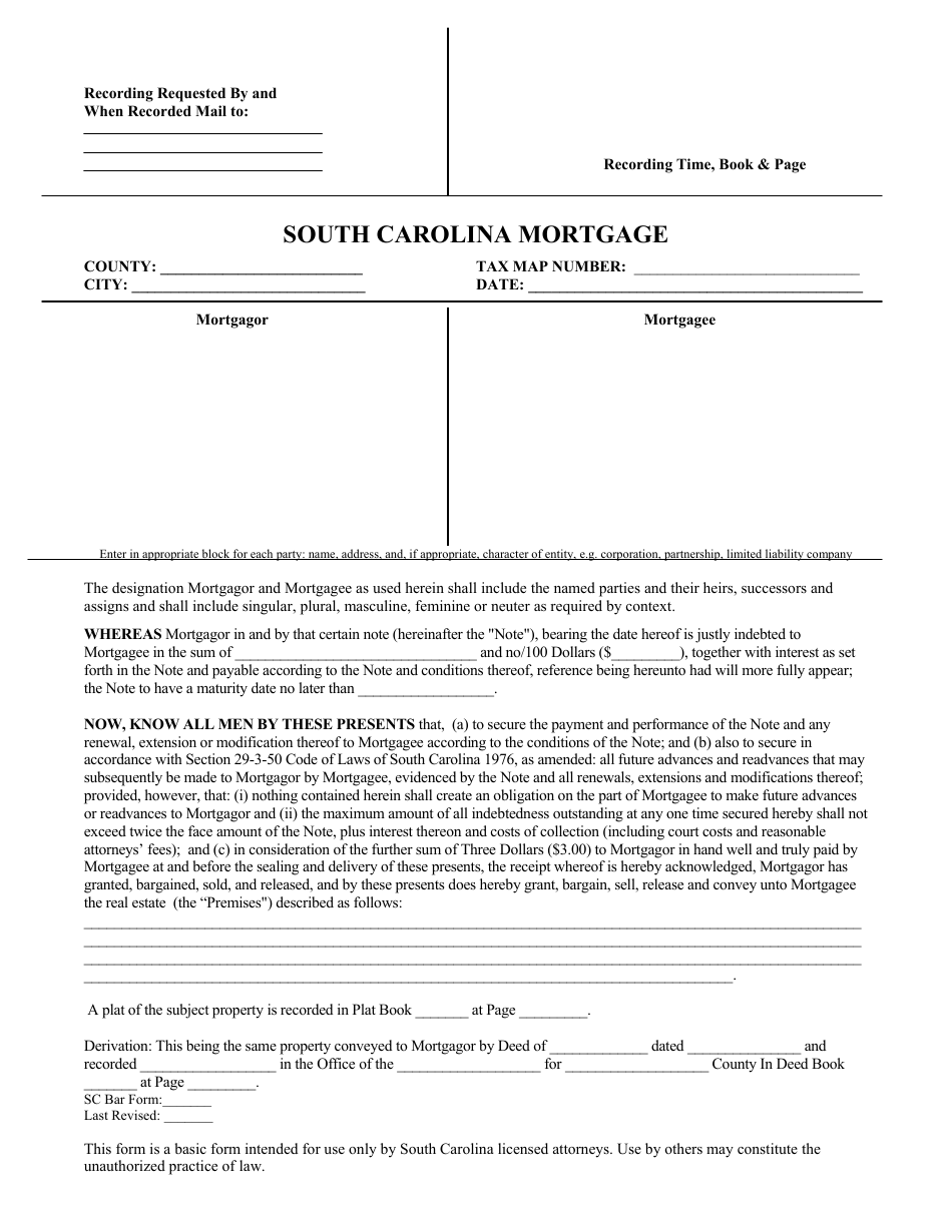 Mortgage Form - South Carolina, Page 1