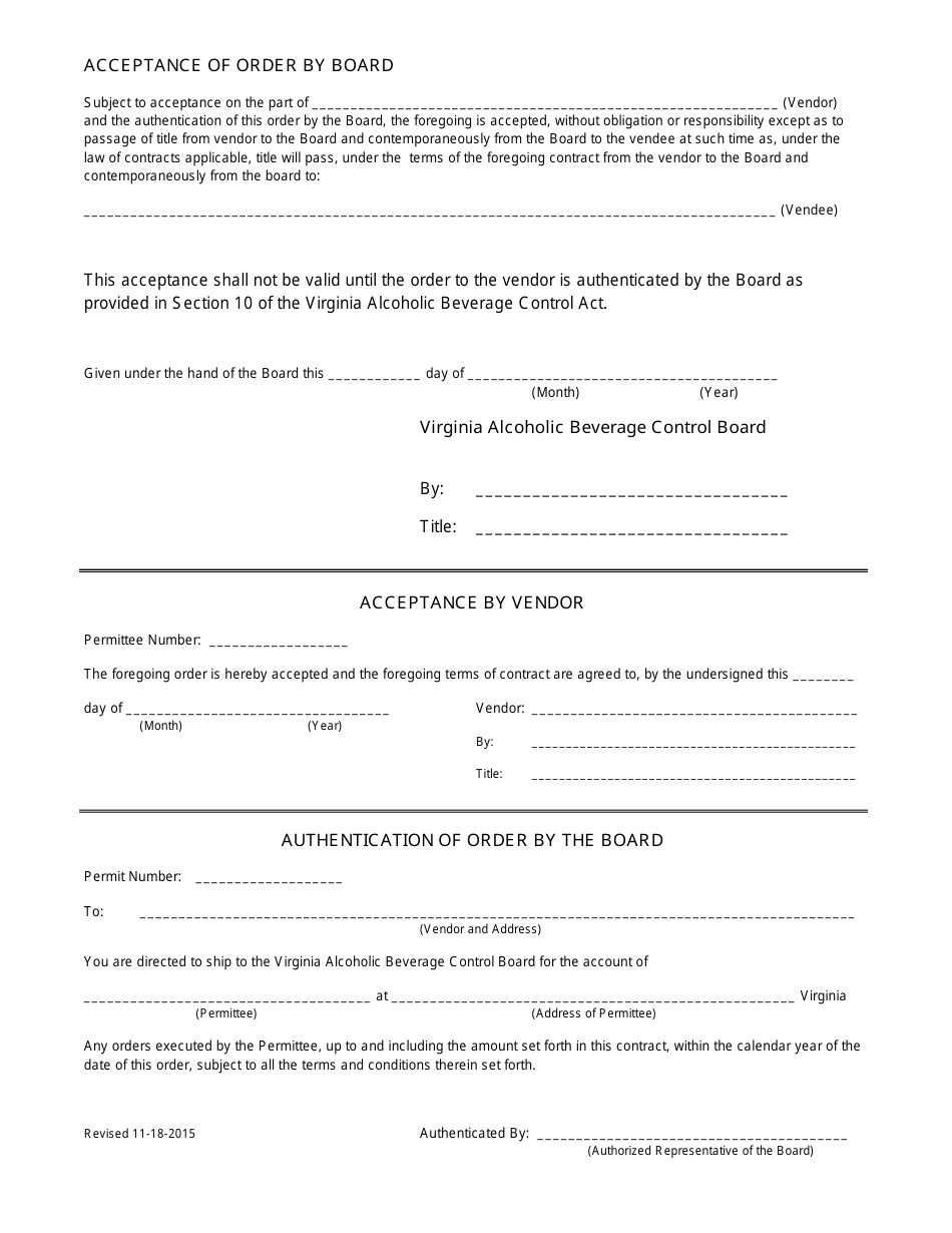 Order and Permit for Transportation of Alcohol - Industrial Use Permitee - Virginia, Page 2