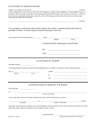Virginia Order and Permit Form for Transportation of Alcoholic