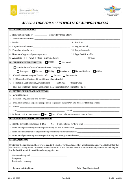 Form INS-4.009  Printable Pdf