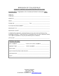 &quot;General Contractor Registration Application Form&quot; - Borough of Collegeville, Pennsylvania