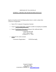 General Contractor Registration Application Form - Borough of Collegeville, Pennsylvania, Page 2
